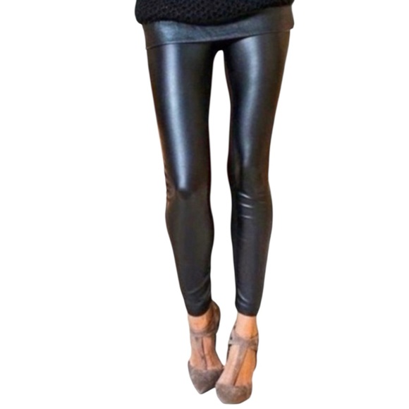 Rachel Zoe Pants - Rachel Zoe Edgy Faux Leather Stretch City Leggings Tummy Control Size 4 Black